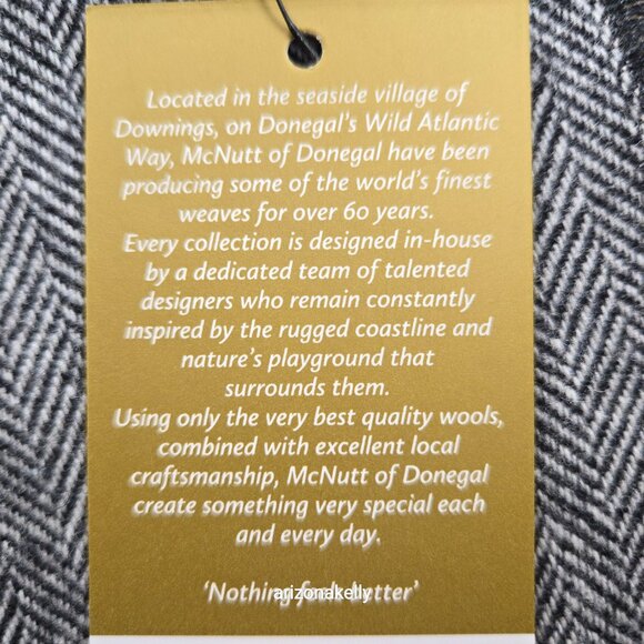 NWT McNutt Lambswool Herringbone Scarf Black + White Donegal Ireland - Picture 4 of 10